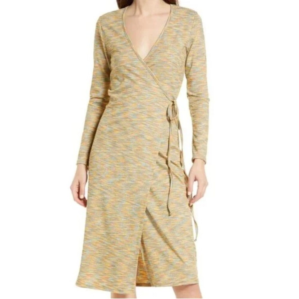 NEW Lisa Says Gah Lucille Long Sleeve Wrap Midi Dress Size XS